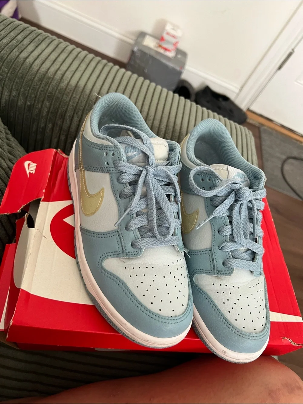 Nike Kids Dunks in Light Blue, White